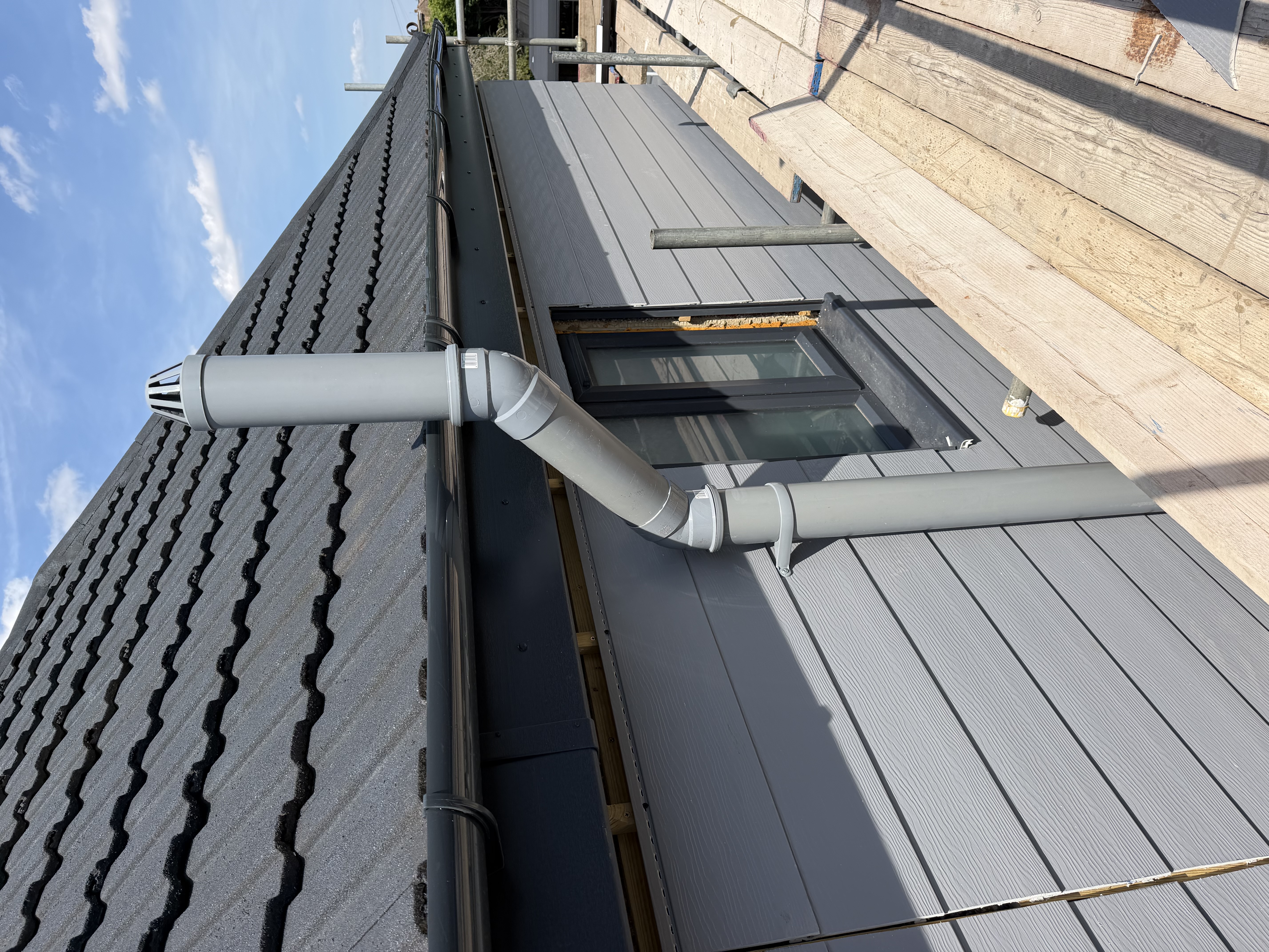 New External Grey Soil Pipe (SVP) instillation In Rayleigh Essex